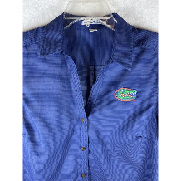 Florida Gator Game Day Dress Shirt Size Medium Women's Button Up Blue Short Slev - Picture 1 of 11